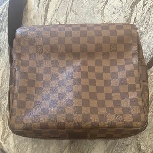 Authentic Louis Vuitton Damier Ebene Naviglio Brown Messenger Bag.
